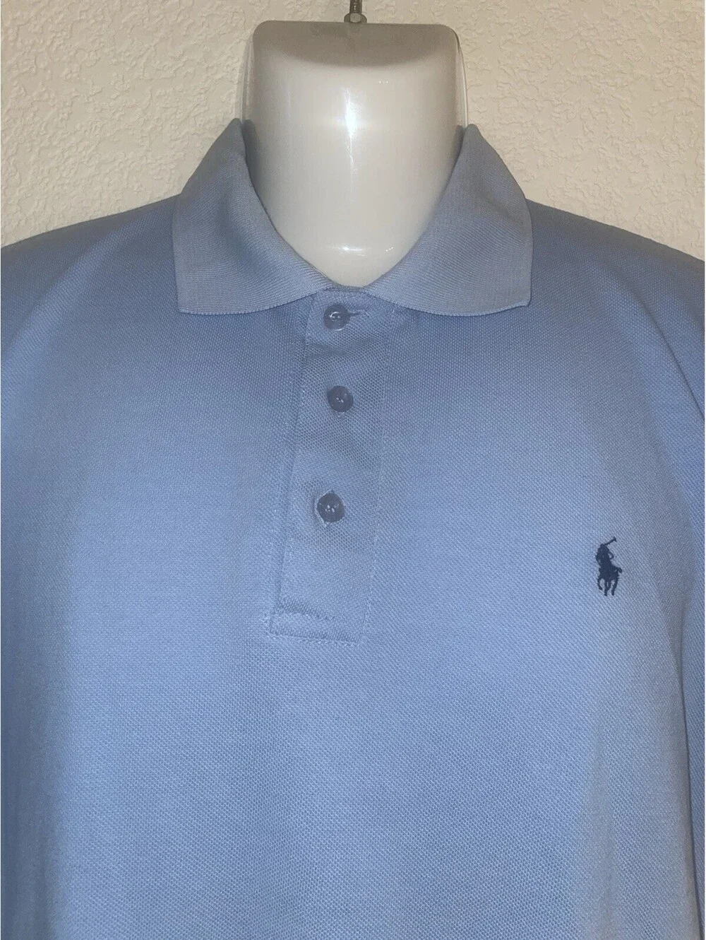 Rare Vintage Polo Ralph Lauren XL – Light Blue on Blue Pony Logo 100% Cotton